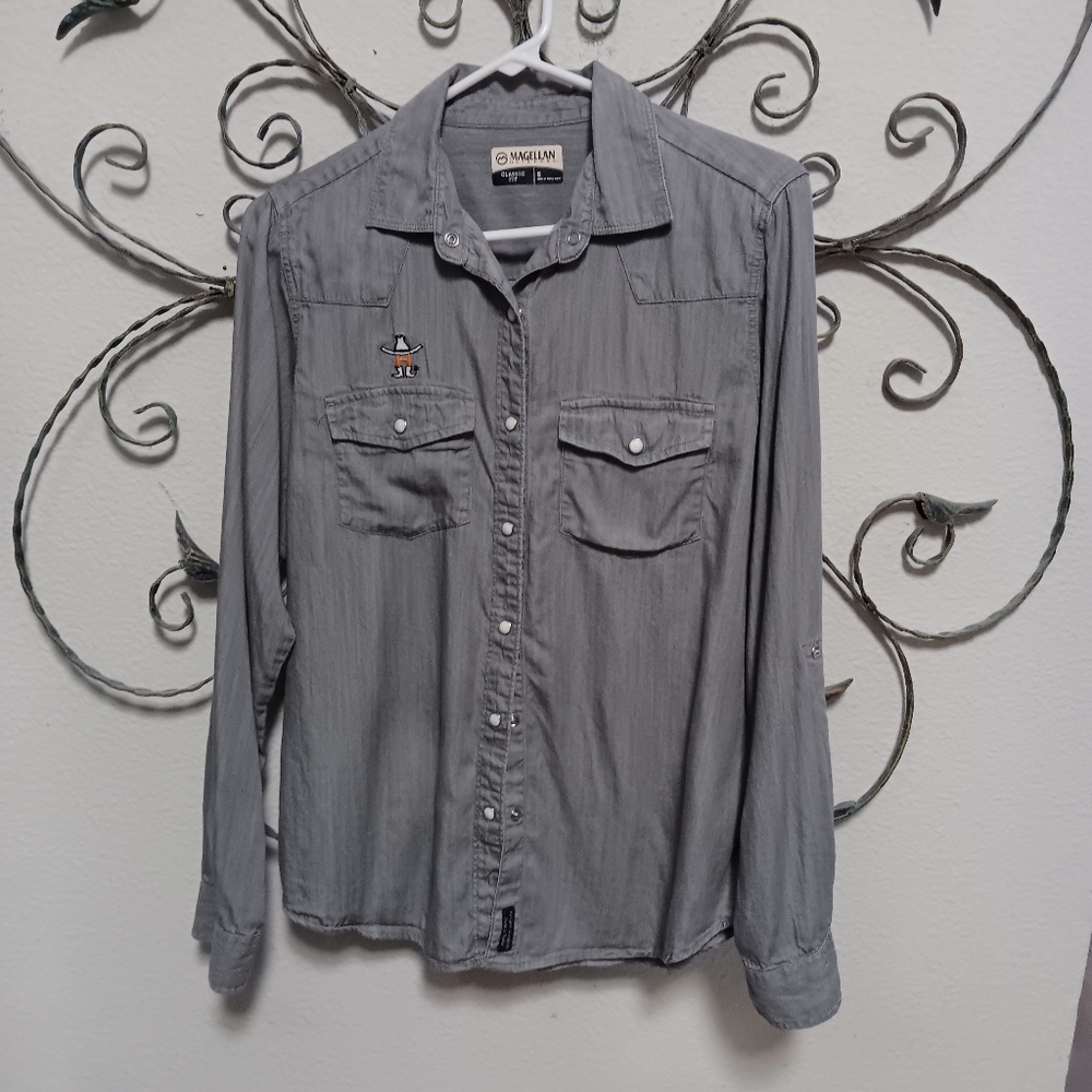 HOUSTON RODEO EDITION MAGELLAN gray Tencel blend shirt, S - Picture 2 of 14